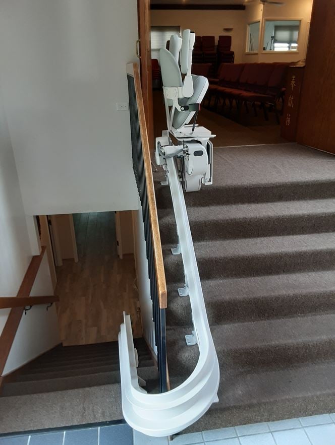 stairlift installed in Taiwanese Church in Des Plaines, IL