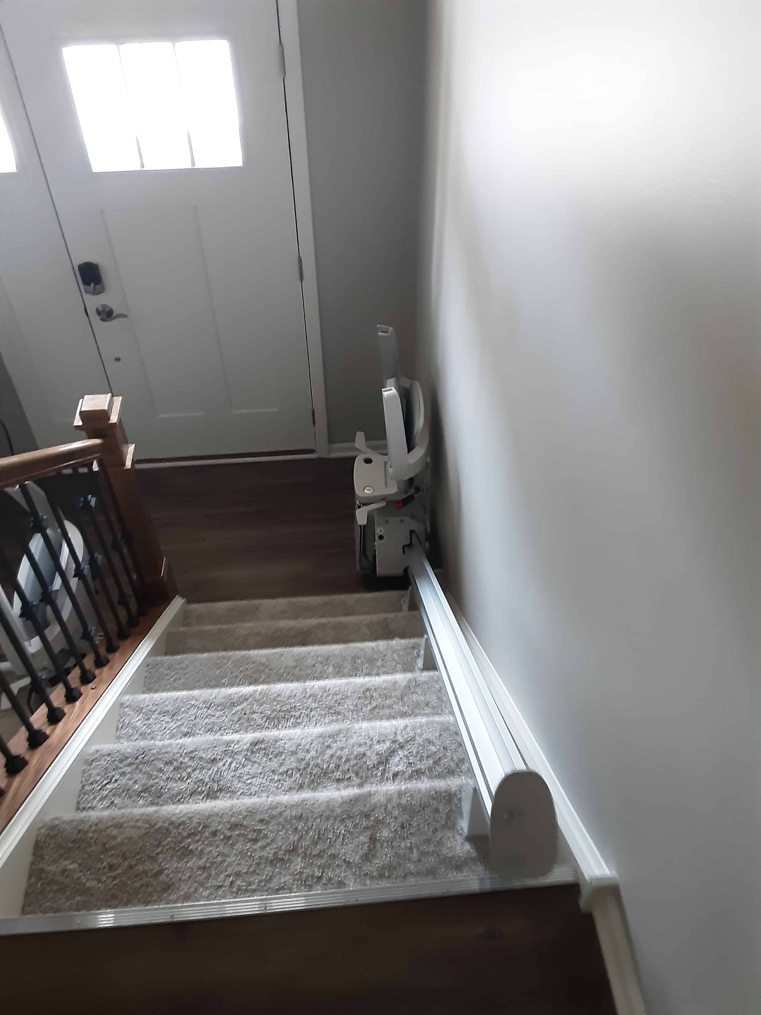 Bruno stairlift rail on staircase