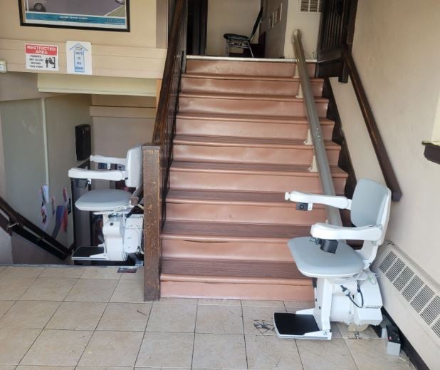 two stairlifts installed in church near Philadelphia by Lifeway Mobility