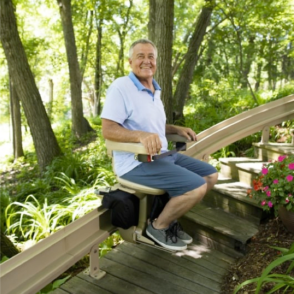 Bruno custom curved outdoor stair lift