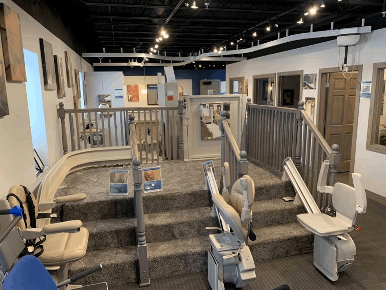 stair lifts in Lifeway Mobility showroom near Maplewood, MN