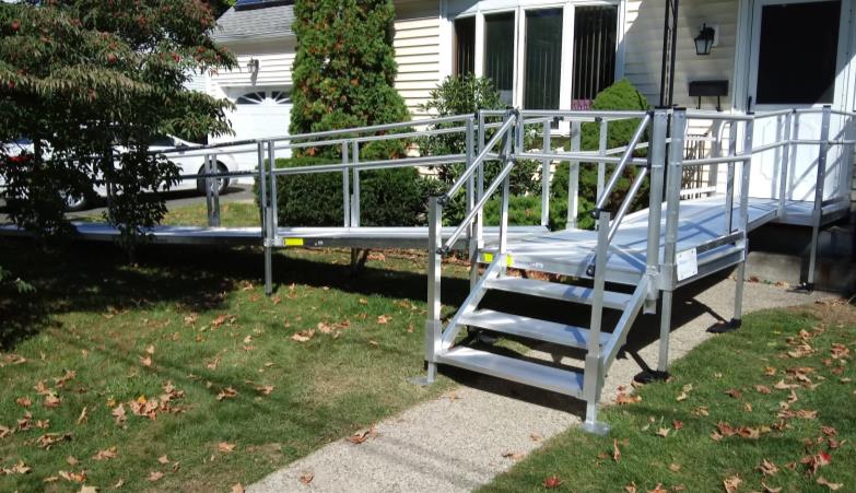 Lifeway Mobility installed aluminum wheelchair ramp with stair system option