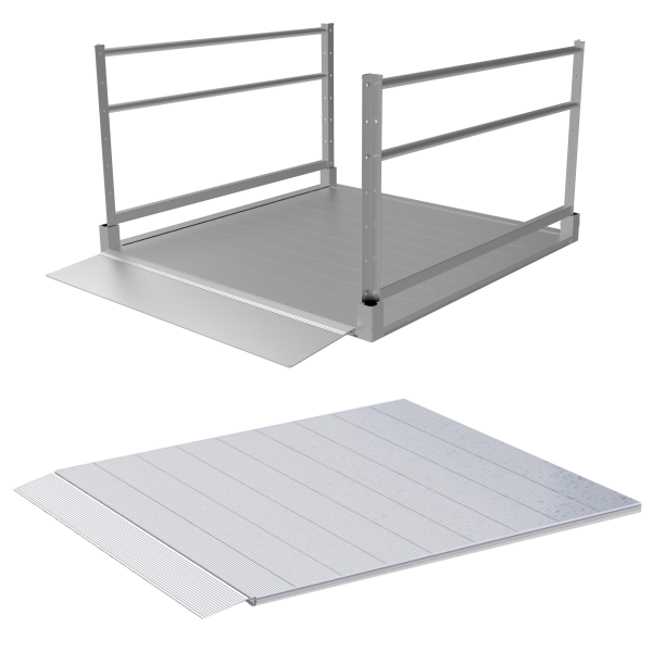 landing pad option for aluminum wheelchair ramps