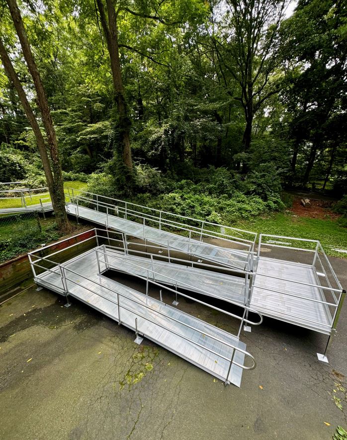 wheelchair ramp installed by Lifeway Mobility for safe access to a backyard garden