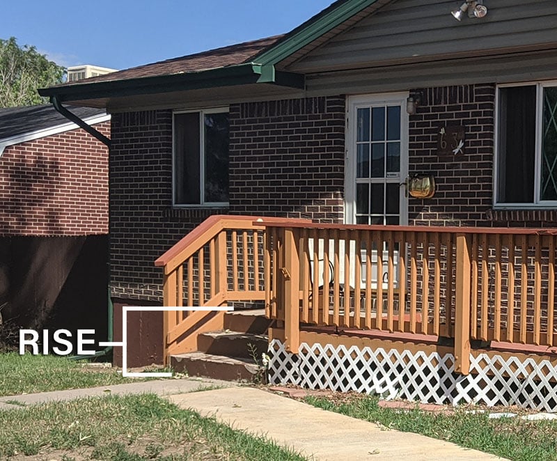 steps in front of home with drawing to show the rise