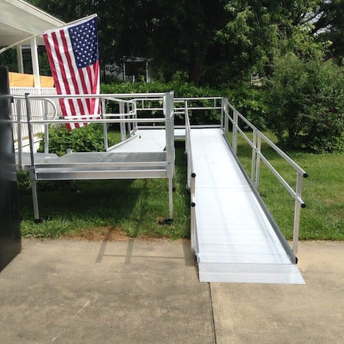 aluminum modular wheelchair ramp American flag