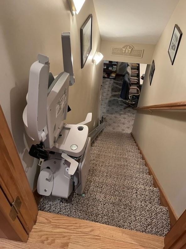 Bruno-Elan-stairlift-with-components-folded-up-to-maximize-space-on-stairs-in-Indiana-home.JPG