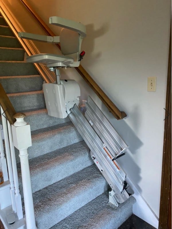 Bruno Elan with power folding rail installed in home in Indianapolis by Lifeway Mobility