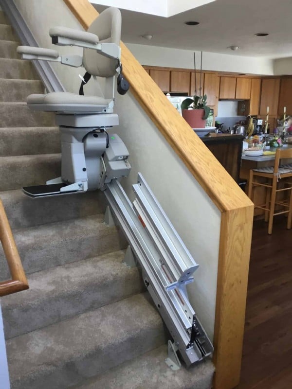 Bruno Elite stairlift with folding rail in San Jose installed by Lifeway Mobility