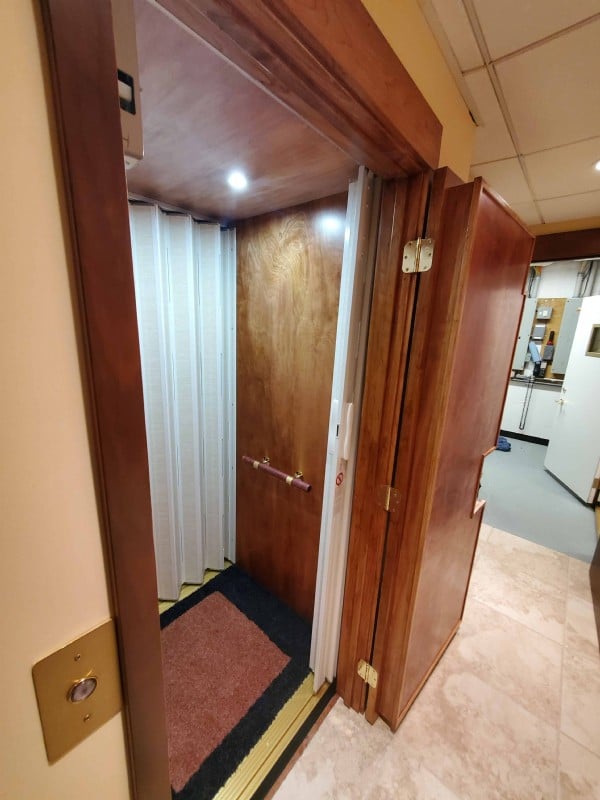 cab interior of Waupaca elevator installed in WI by Lifeway CHI