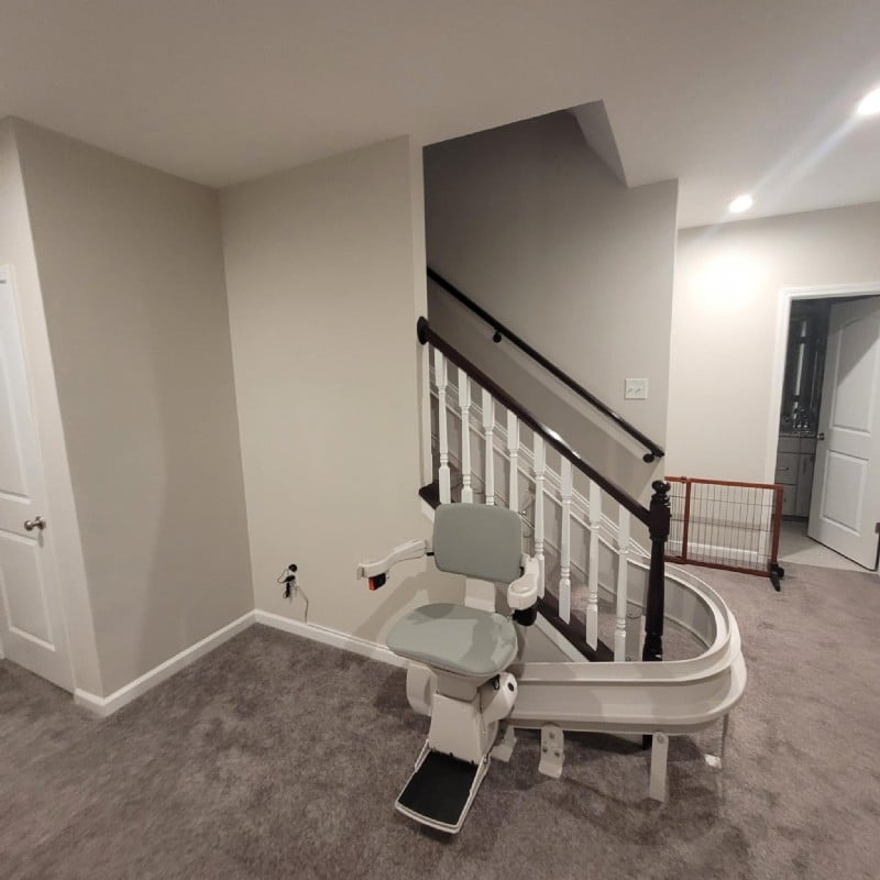 curved Bruno stairlift installed by Lifeway Mobility Indianapolis