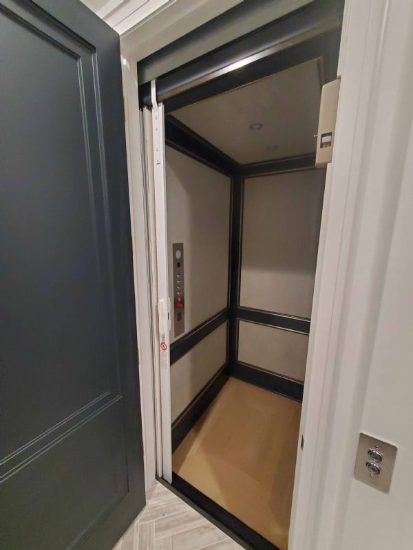 interior of home elevator cab on Chicago home