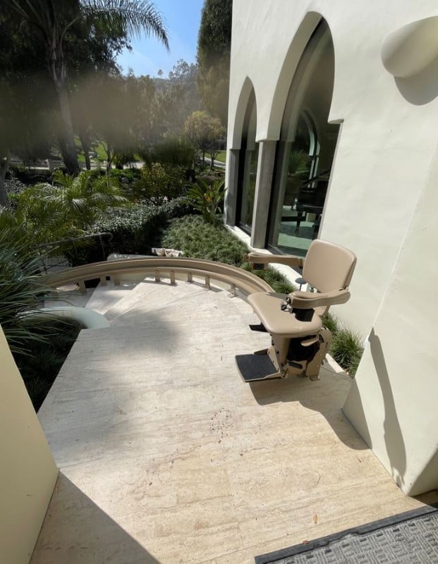 outdoor curved stairlift installed by Lifeway Mobility in Beverly Hills CA