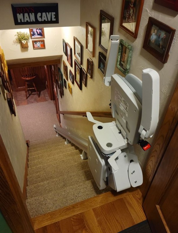 stairlift from Lifeway Mobility restores safe access to man cave in basement of home in Saxonburg PA