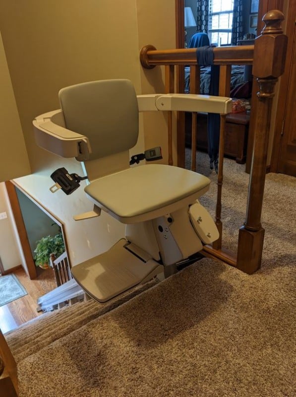 stairlift swiveled at top landing of stairs in Wichita KS