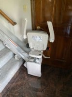 Bruno Elan stairlift installed by Lifeway Mobility Indianapolis with components folded up