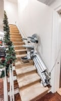 Bruno Elite stairlift with folding rail installed in Columbus Ohio by Lifeway Mobility