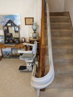 Bruno custom curved stairlift for veteran in Wichita KS