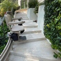 Bruno outdoor curved stairlift in Beverly Hills from Lifeway Mobility