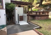 Bruno vertical platform lift installed in backyard of home in Irvine CA