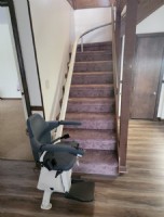 Handicare freecurved stairlift installed in Bloomington Indiana by Lifeway Mobility