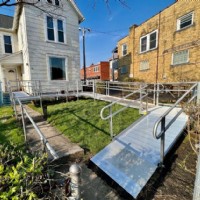 aluminum wheelchair ramp with stairs installed in Columbus Ohio by Lifeway Mobility