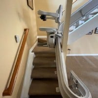 curved stairlift with 180 degree park installed by Lifeway Mobility San Diego