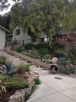 outdoor Bruno Elite curved stairlift installed in Los Angeles CA