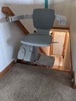 stairlift swiveled at top landing of staircase in Wichita KS