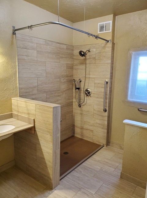 accessbible shower remodel with grab bars from Lifeway Mobility Denver Bath Perfect