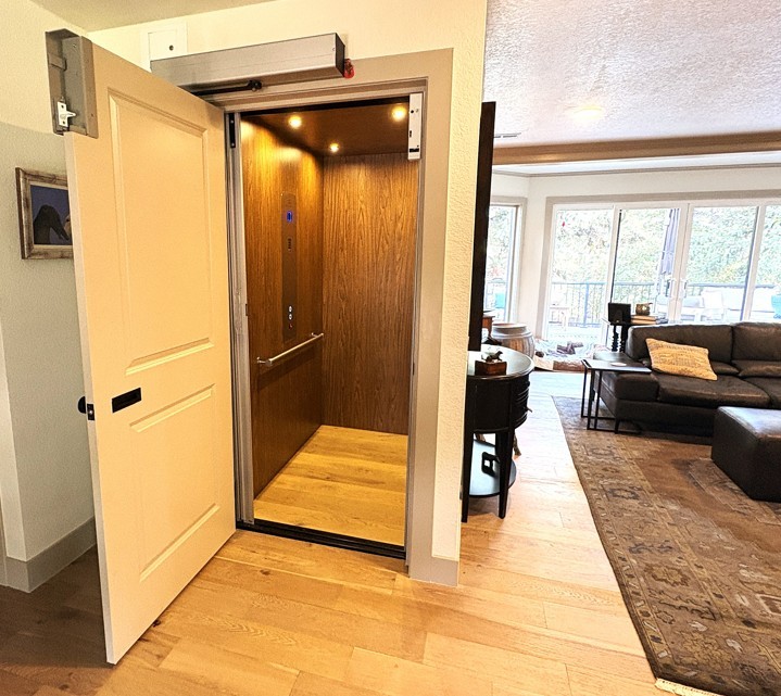 Lifeway Mobility installed home elevator with wood cab