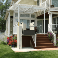 Bruno wheelchair lift from Lifeway Mobility in backyard of a home