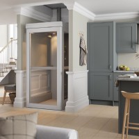 Bruno Connect Home Lift at main floor landing near kitchen from Lifeway Mobility