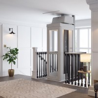 Bruno Connect Home Lift built in between staircase in home in Chicago