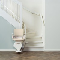 Otolift curve stairlift in cream white color by Lifeway Mobility 