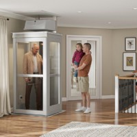 family waits for dad to exit Lifeway Mobility Pollock home lift