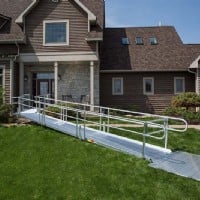Aluminum modular wheelchair ramp with 45 degree turn by Lifeway Mobility
