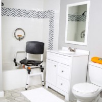 SB Shower Glyde with swivel seat activated in bathtub