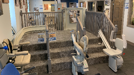 Bruno stairlifts in Lifeway Mobility Minneapolis showroom 454x255