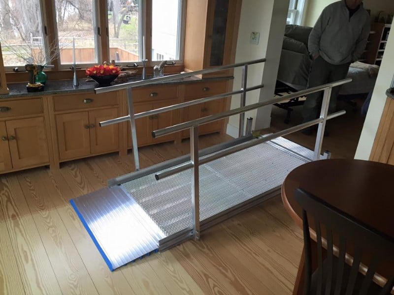 Solid surface portable ramp inside home in Connecticut