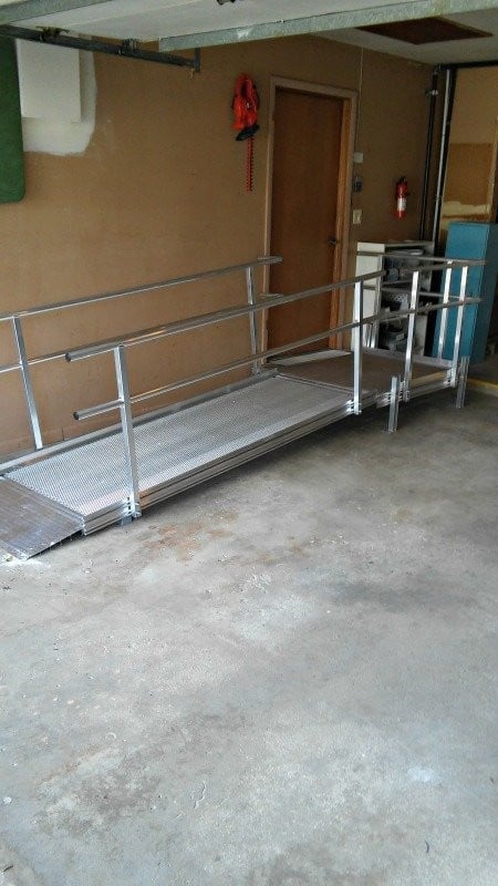 Modular wheelchair ramp in garage in Wheeling, IL home