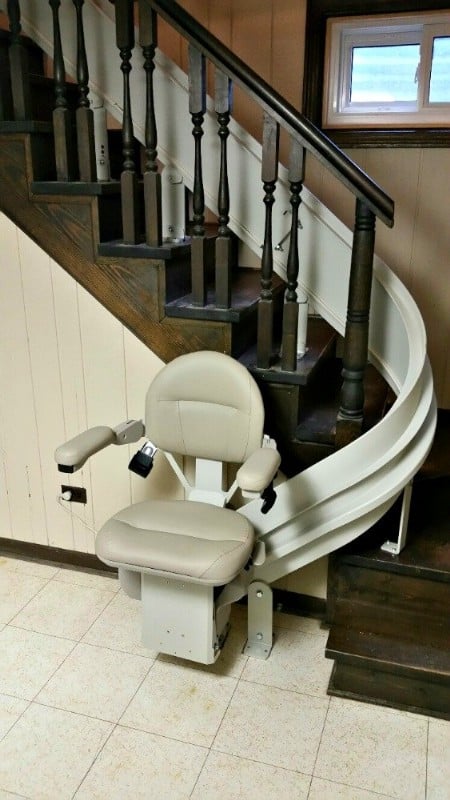 Custom curved Bruno Elite stair lift installed in Darien, IL