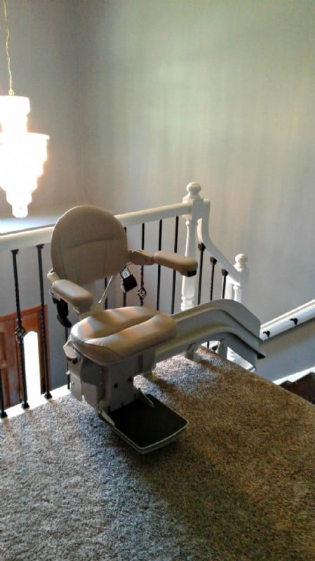Bruno Elite curved stair lift installed for a veteran in Bartlett, IL