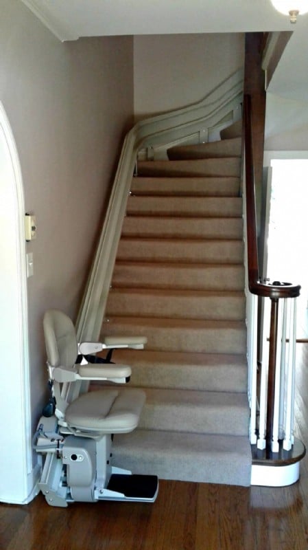 Custom curved Bruno Elite stair lift installed in a local home