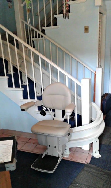 Bruno Elite curved stair lift installed for a veteran in Chicago, IL
