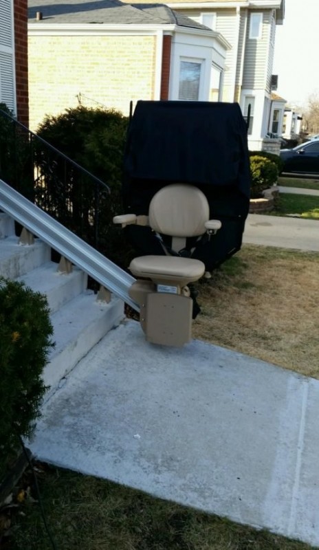 Bruno Elite Straight Outdoor Stair Lift installed in Chicago, IL