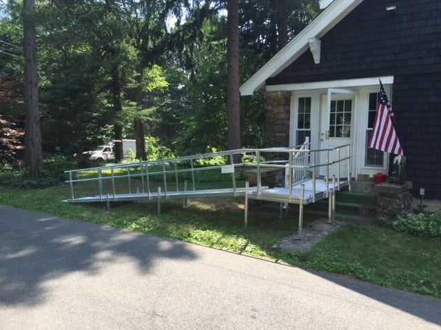 aluminum modular ramp installation by Lifeway Mobility for home in Connecticut
