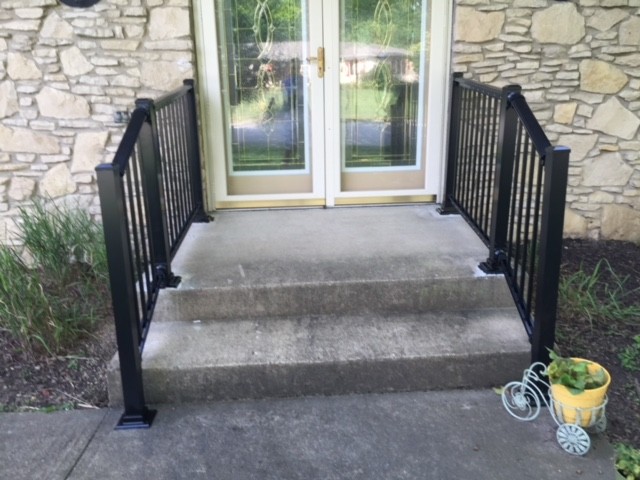 A Pair of Summit Black Aluminum Railings, Front View