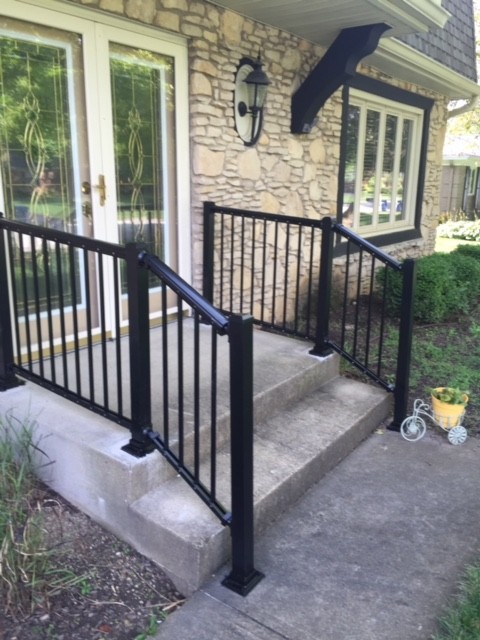 A Pair of Summit Black Aluminum Railings, Side View