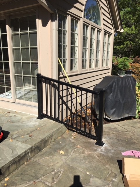 Summit Black Aluminum Railing Leading to Patio